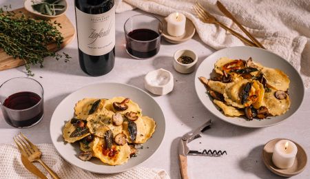 Crispy Sage with Brown Butter Mushroom Ravioli